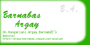 barnabas argay business card